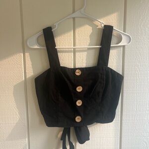 Black Buttoned Crop Top